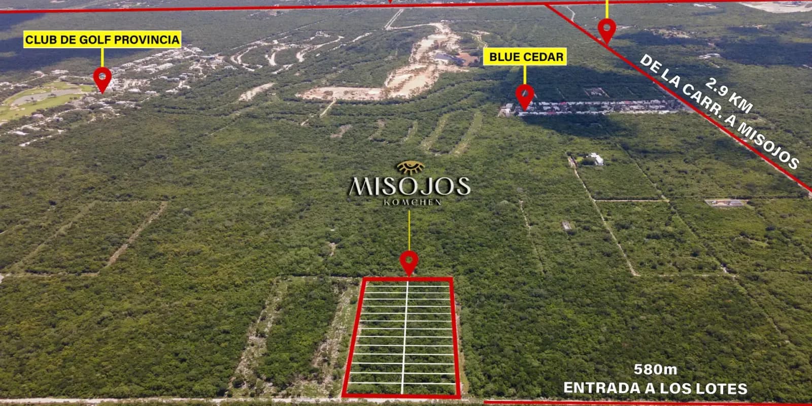 Vista del desarrollo Misojos en Komchén, al norte de Mérida
